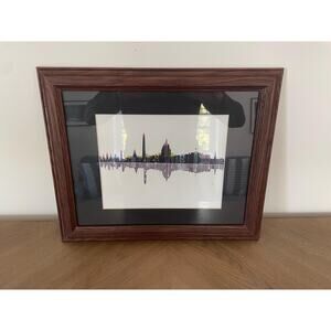 Fine Art Washington D.C. Skyline Artwork on Cotton Canvas, framed and matted